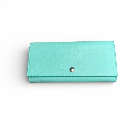 Authentic Tiffany & Co. Continental Flap Wallet Signature Tiffany Blue Leather - Picture 2 of 15